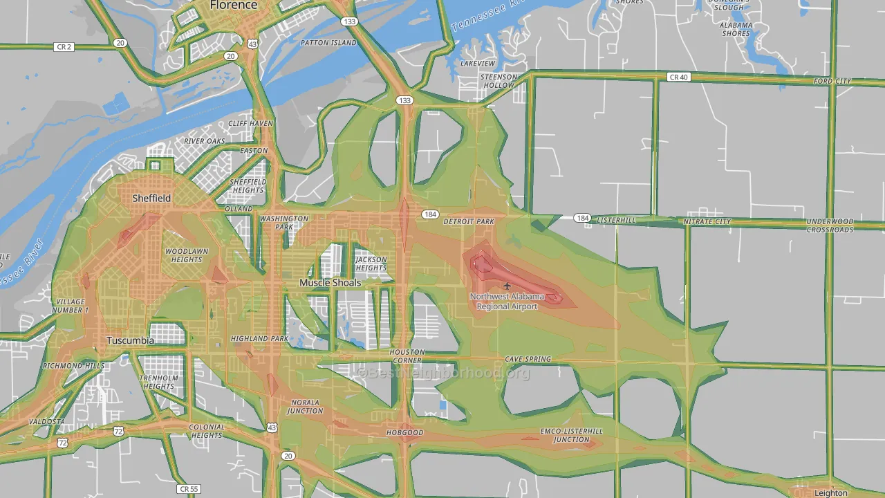 35661, AL Map of Noise Levels in 35661
