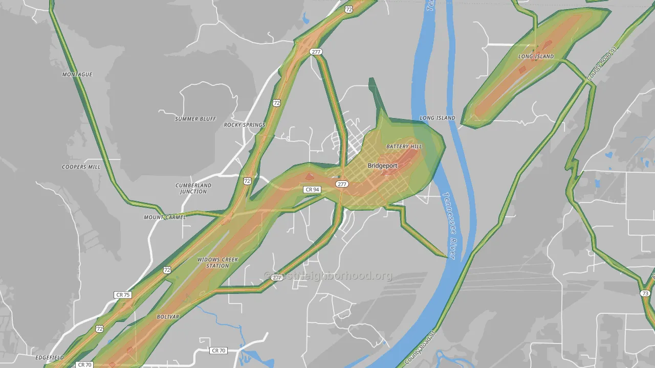 35740, AL Map of Noise Levels in 35740