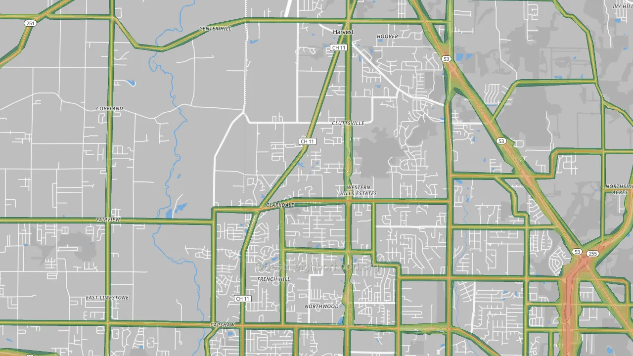 35749, AL Map of Noise Levels in 35749