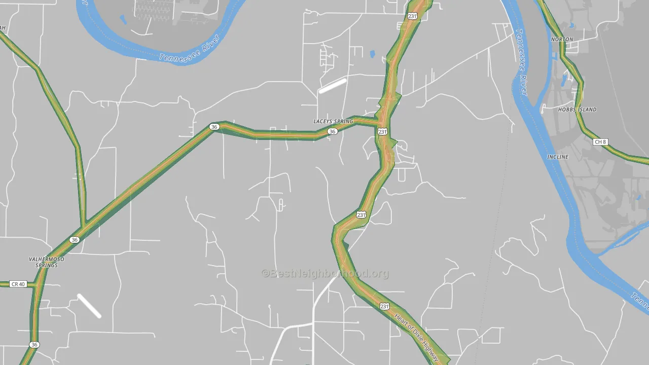 35754, AL Map of Noise Levels in 35754