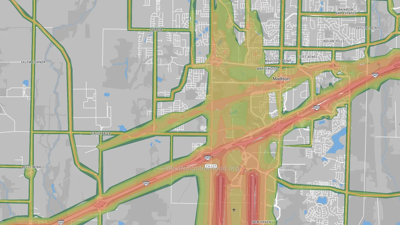 35756, AL Map of Noise Levels in 35756