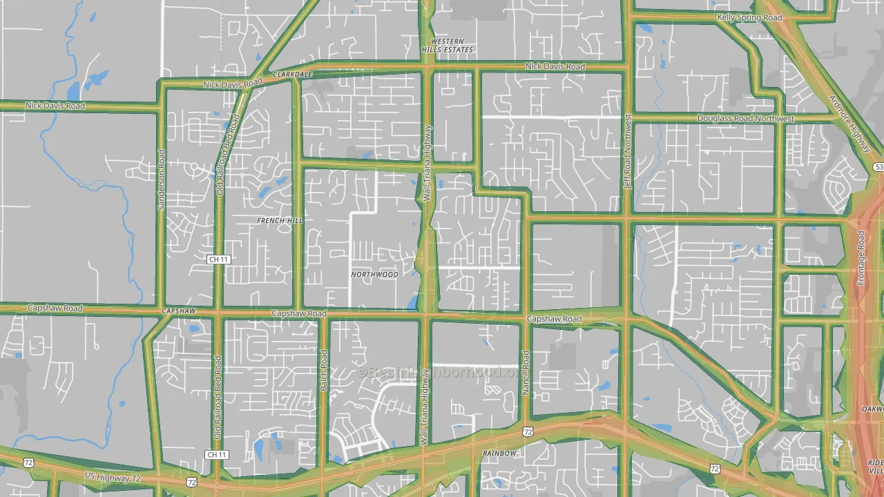 35757, AL Map of Noise Levels in 35757