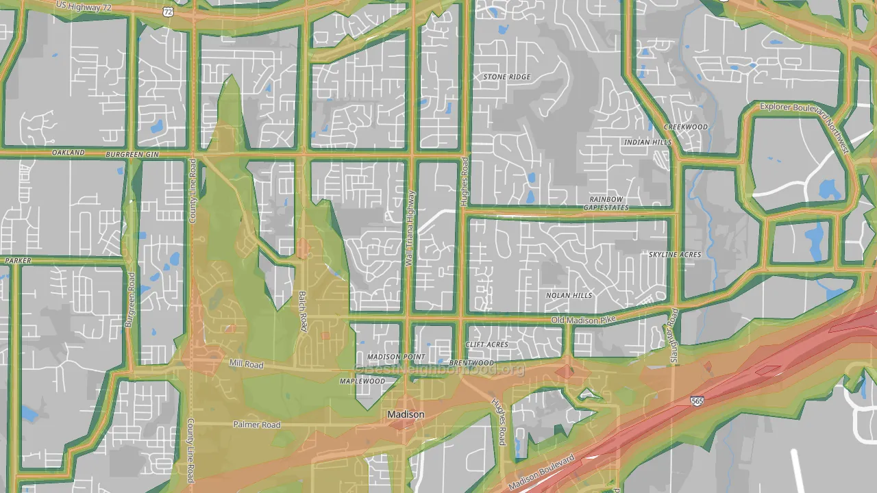 35758, AL Map of Noise Levels in 35758
