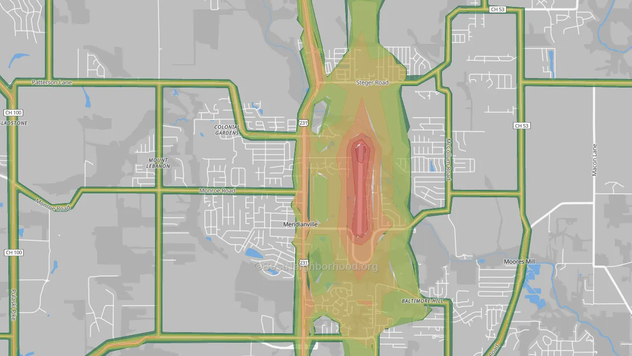 35759, AL Map of Noise Levels in 35759