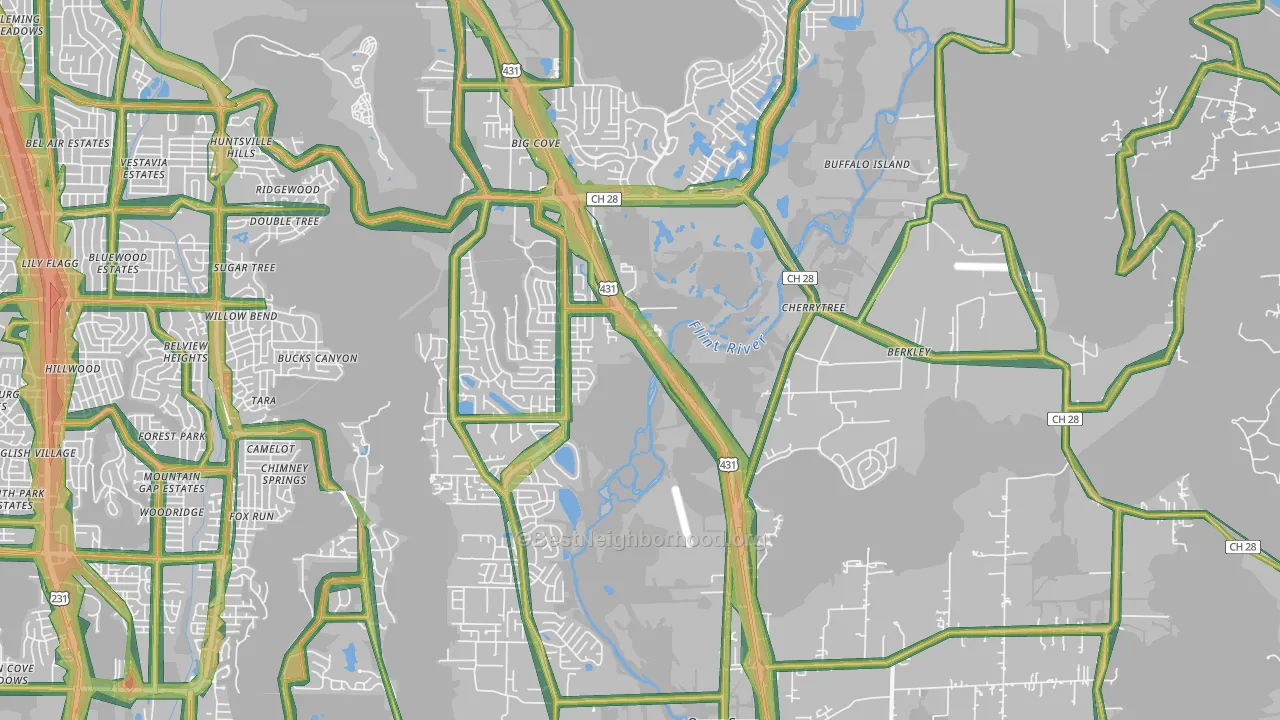 35763, AL Map of Noise Levels in 35763