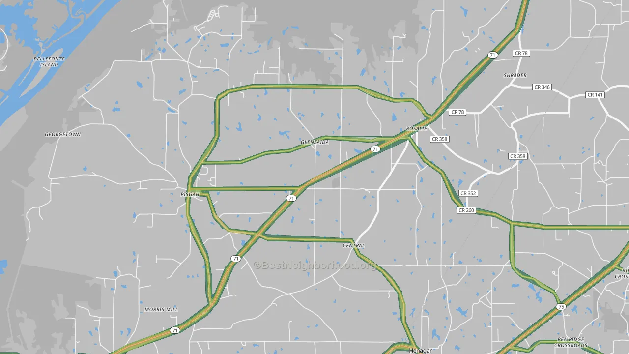 35765, AL Map of Noise Levels in 35765