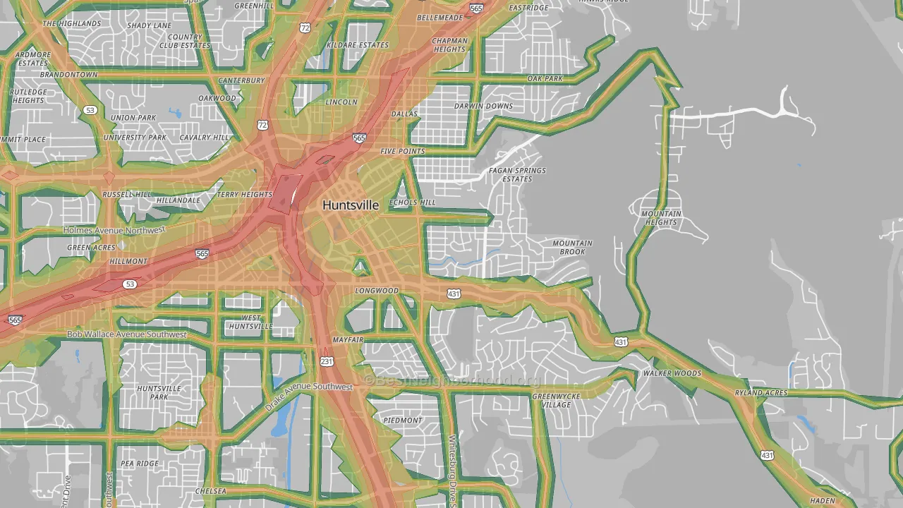 35801, AL Map of Noise Levels in 35801