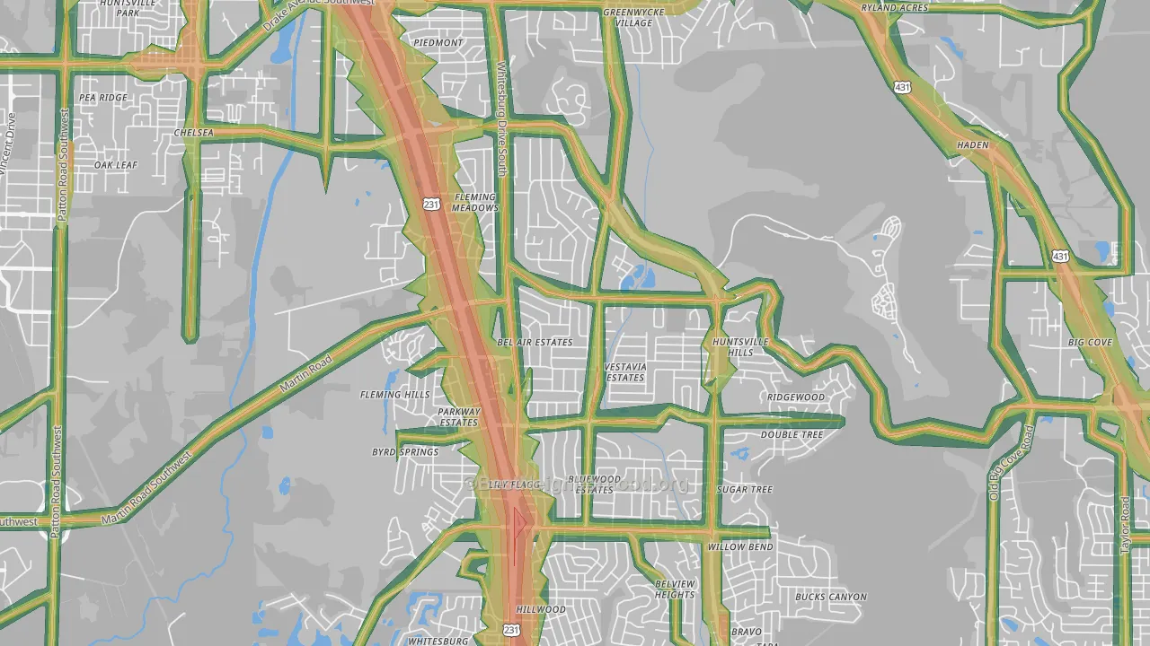 35802, AL Map of Noise Levels in 35802