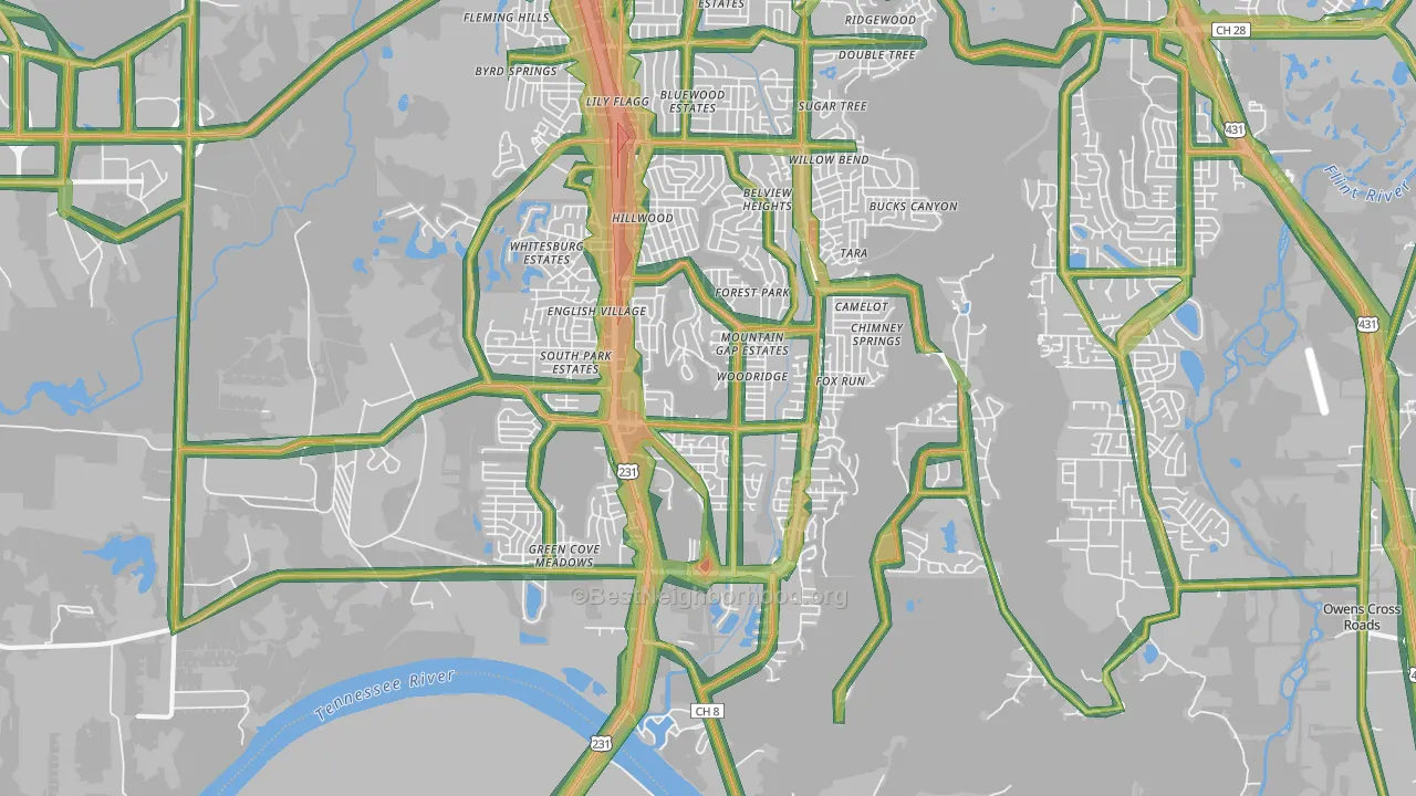 35803, AL Map of Noise Levels in 35803