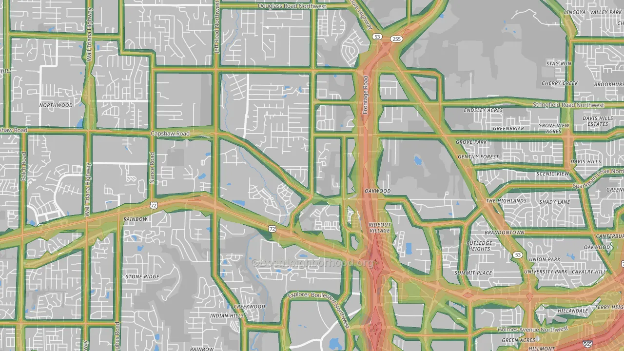 35806, AL Map of Noise Levels in 35806