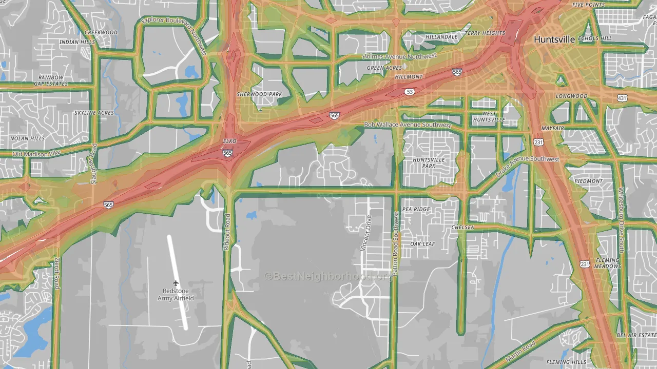 35808, AL Map of Noise Levels in 35808