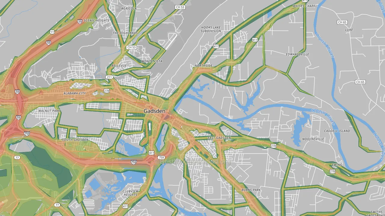 35901, AL Map of Noise Levels in 35901