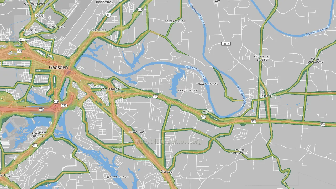 35903, AL Map of Noise Levels in 35903