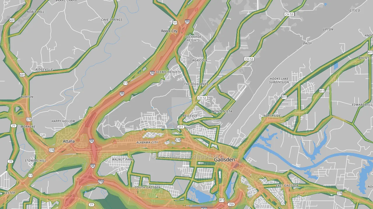 35904, AL Map of Noise Levels in 35904