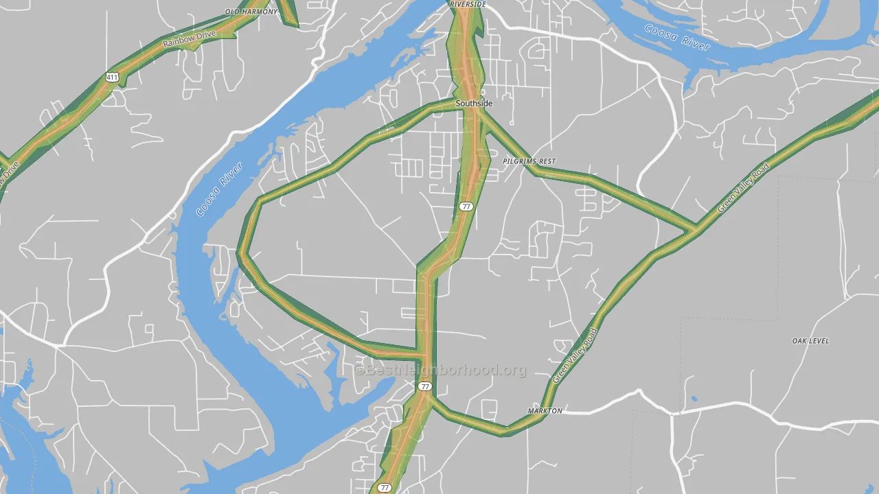 35907, AL Map of Noise Levels in 35907