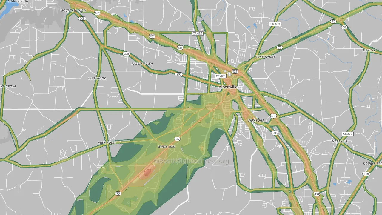 35950, AL Map of Noise Levels in 35950