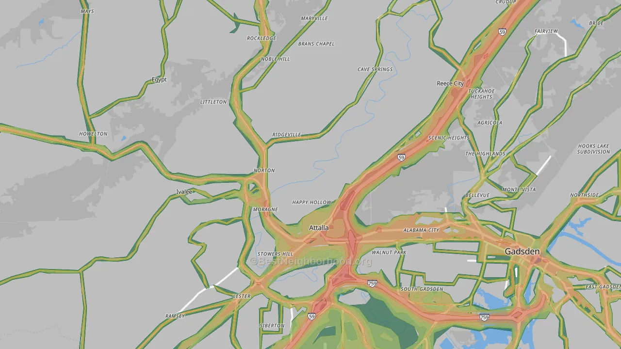 35954, AL Map of Noise Levels in 35954