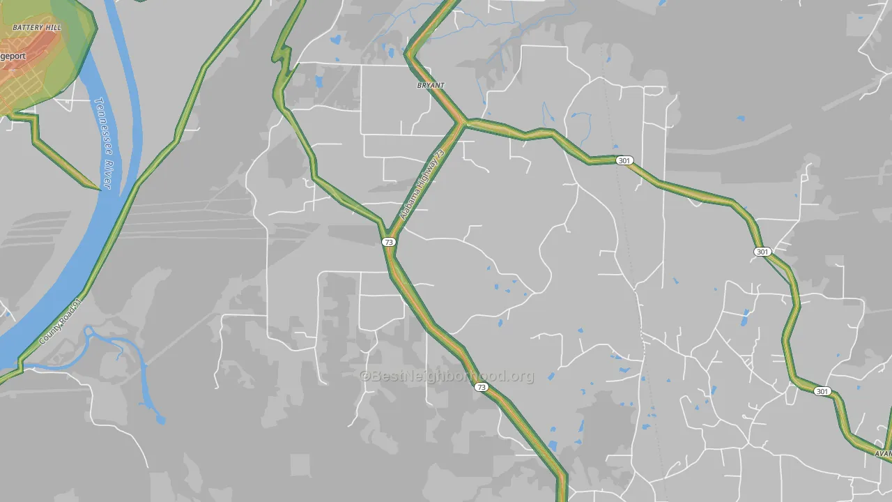 35958, AL Map of Noise Levels in 35958
