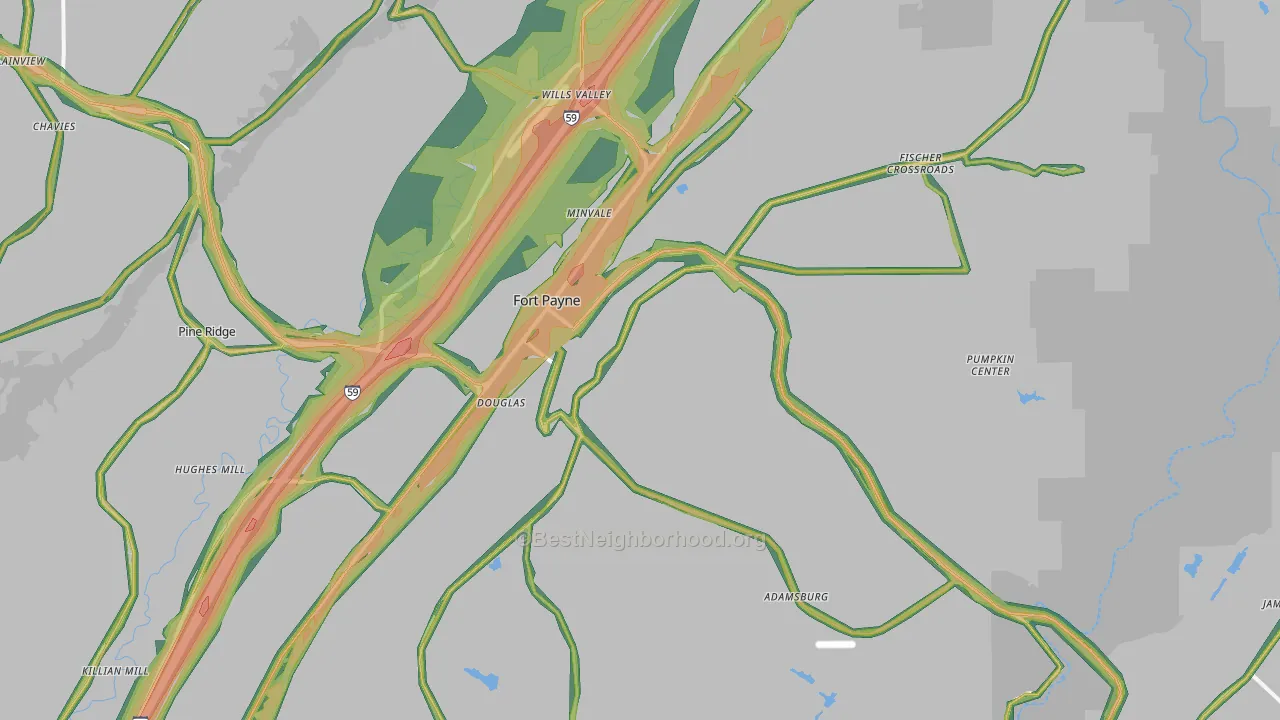35967, AL Map of Noise Levels in 35967