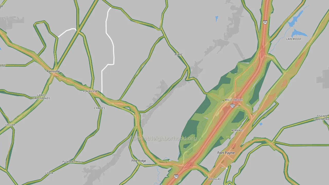 35968, AL Map of Noise Levels in 35968