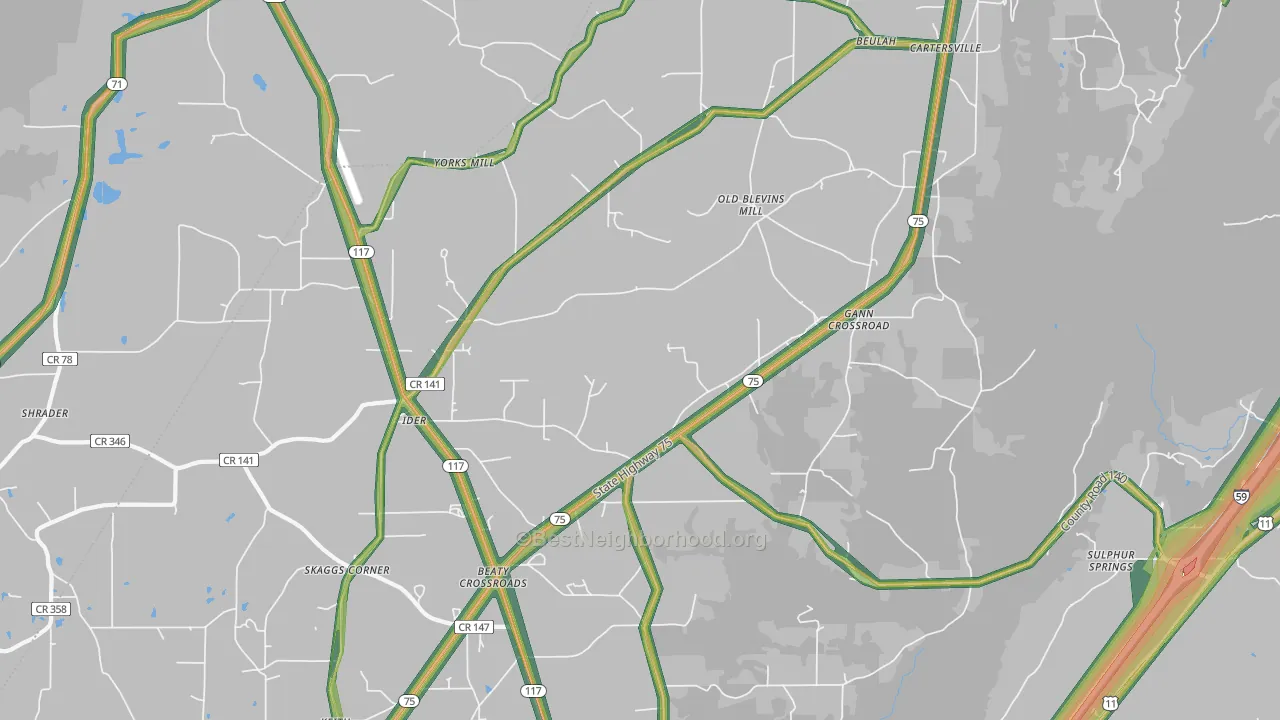 35981, AL Map of Noise Levels in 35981