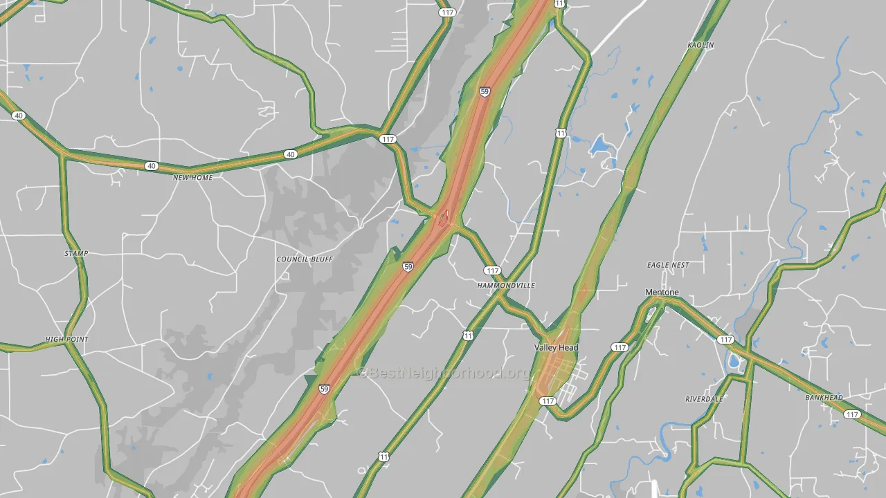 35989, AL Map of Noise Levels in 35989