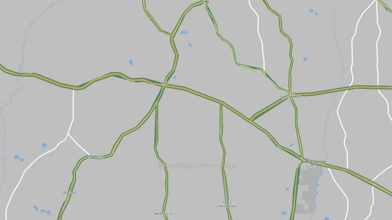 36017, AL Map of Noise Levels in 36017