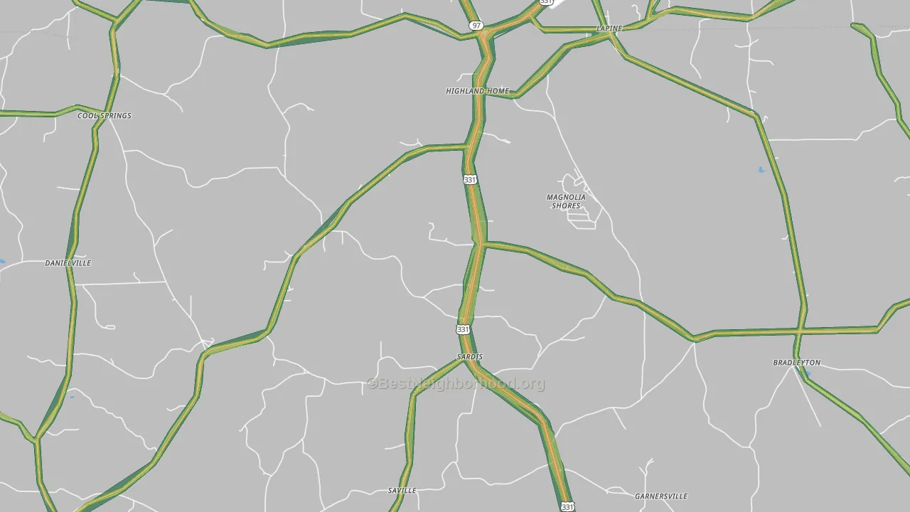 36041, AL Map of Noise Levels in 36041