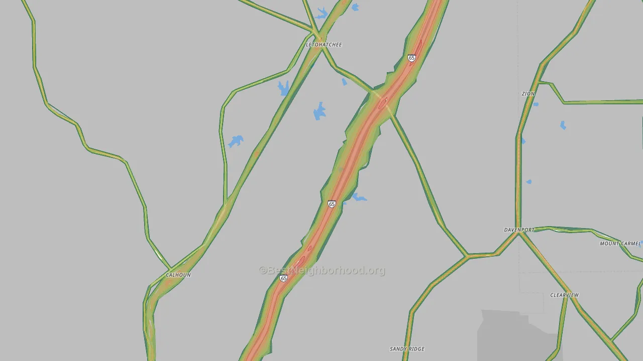 36047, AL Map of Noise Levels in 36047