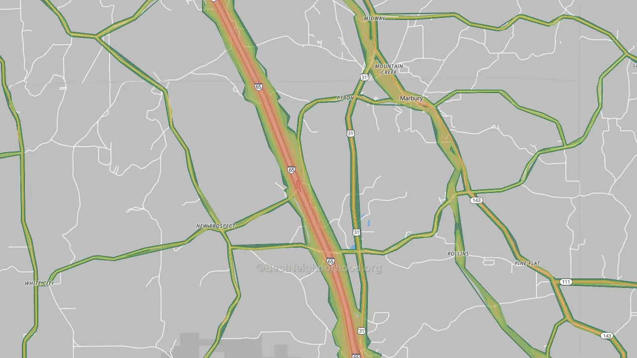 36051, AL Map of Noise Levels in 36051