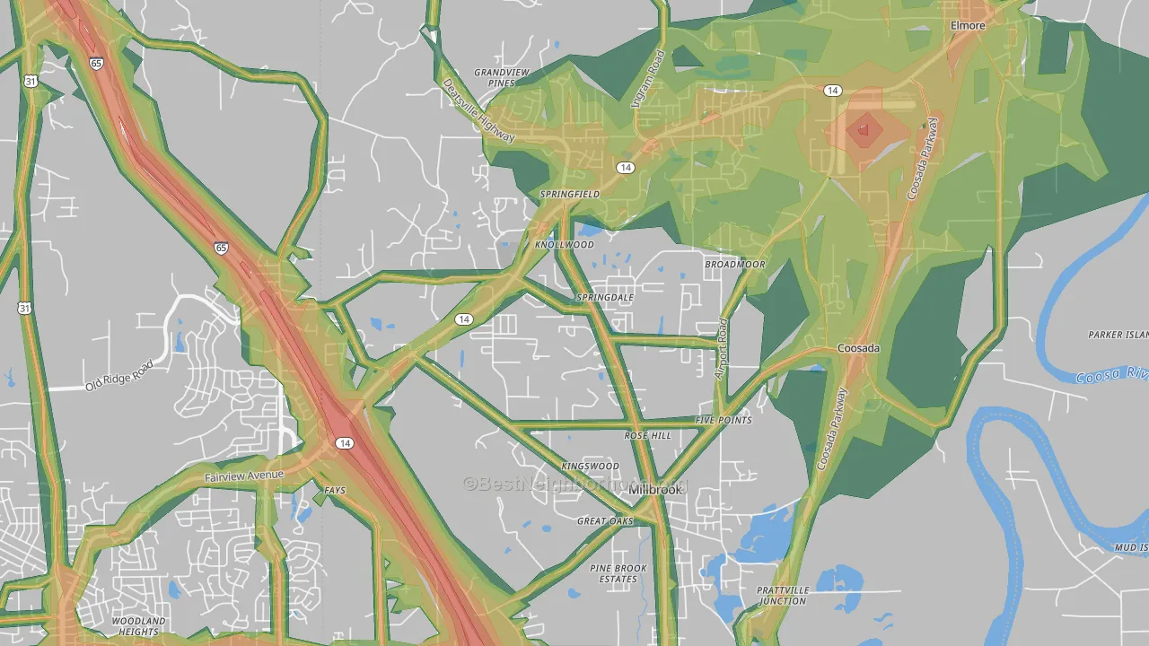 36054, AL Map of Noise Levels in 36054