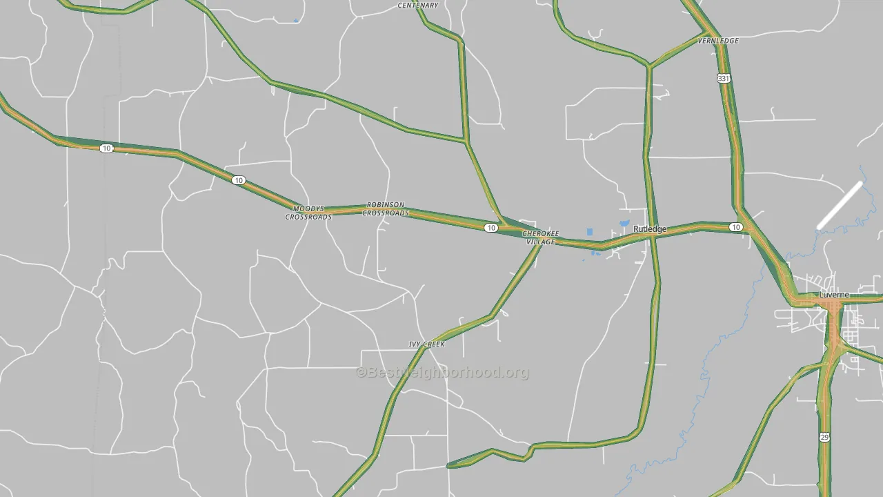 36071, AL Map of Noise Levels in 36071