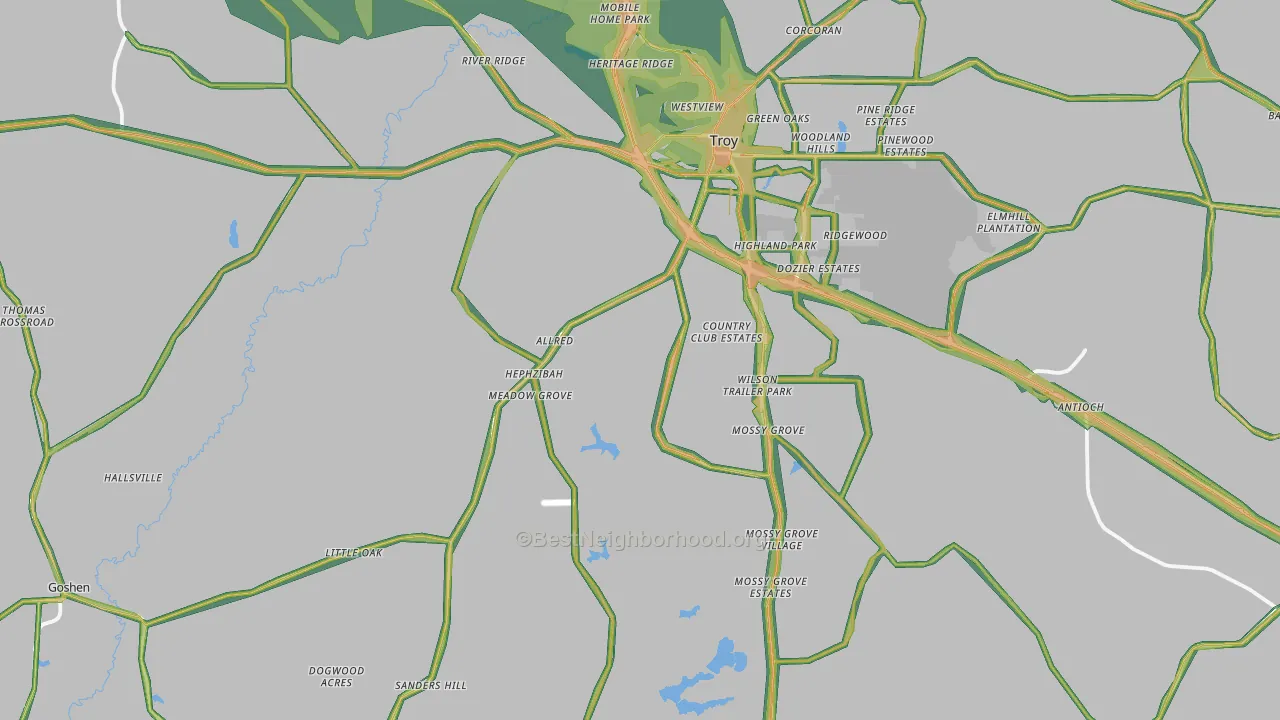 36079, AL Map of Noise Levels in 36079