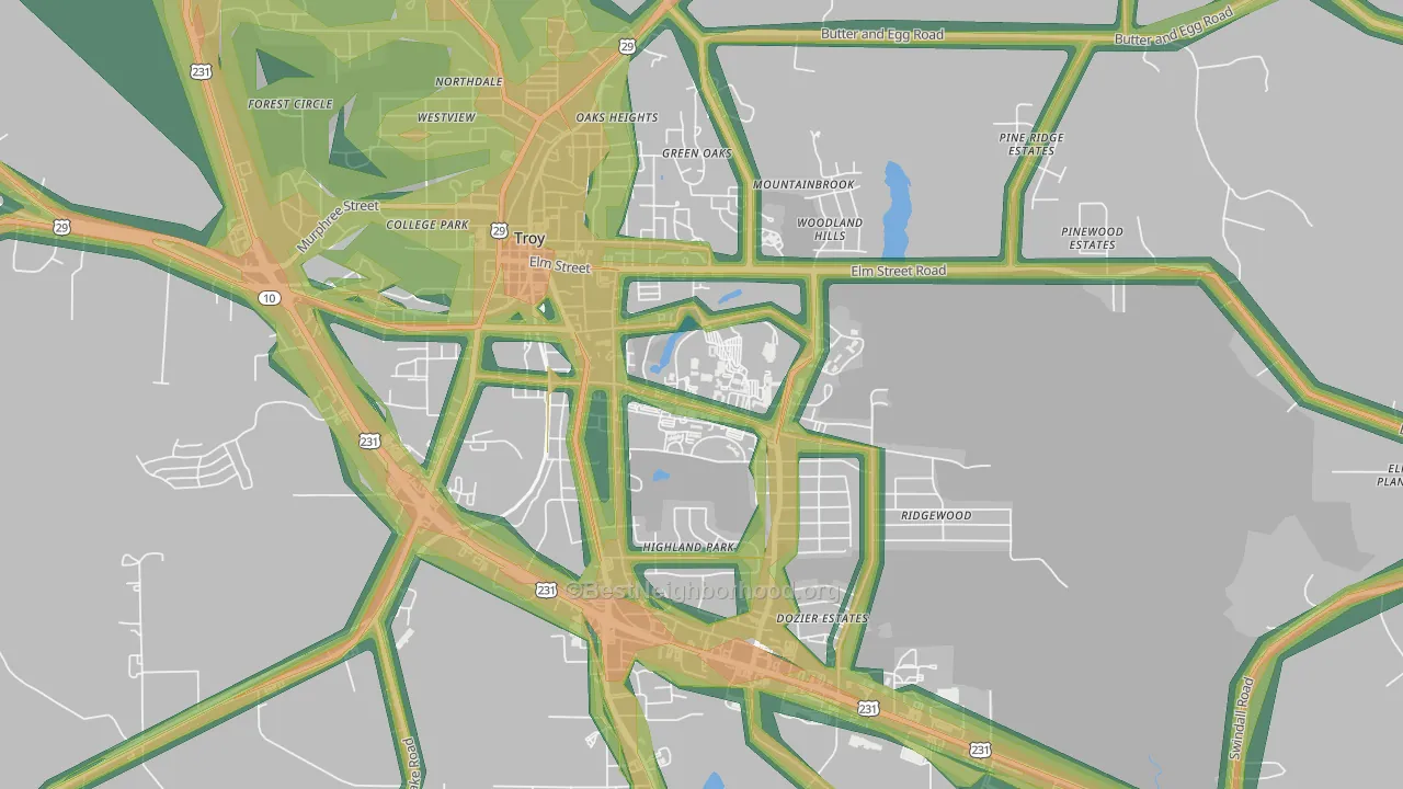 36082, AL Map of Noise Levels in 36082