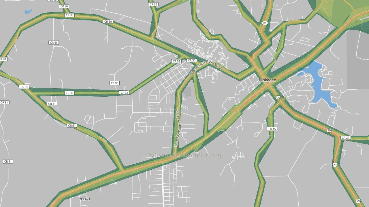 36088, AL Map of Noise Levels in 36088