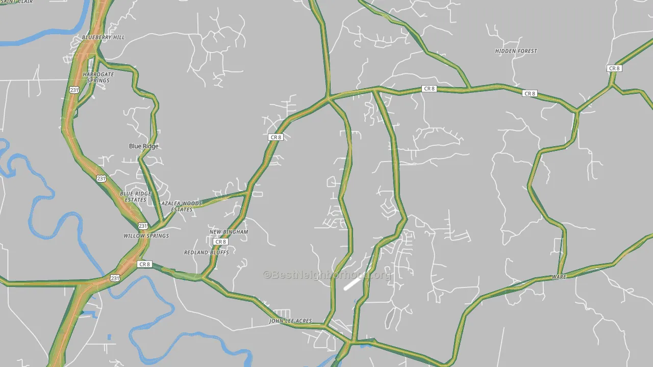 36093, AL Map of Noise Levels in 36093
