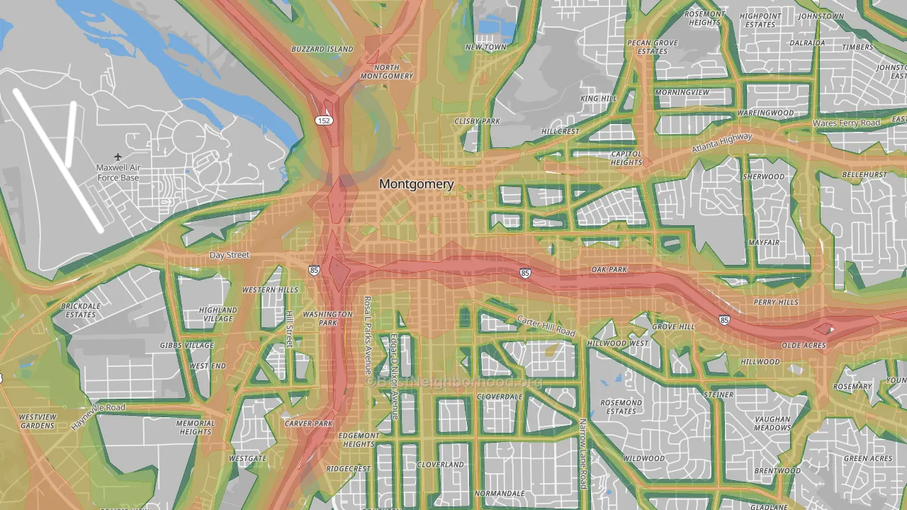 36104, AL Map of Noise Levels in 36104