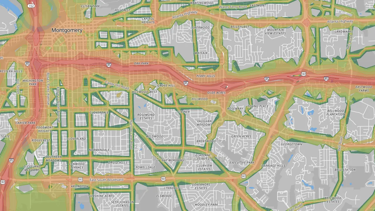 36106, AL Map of Noise Levels in 36106