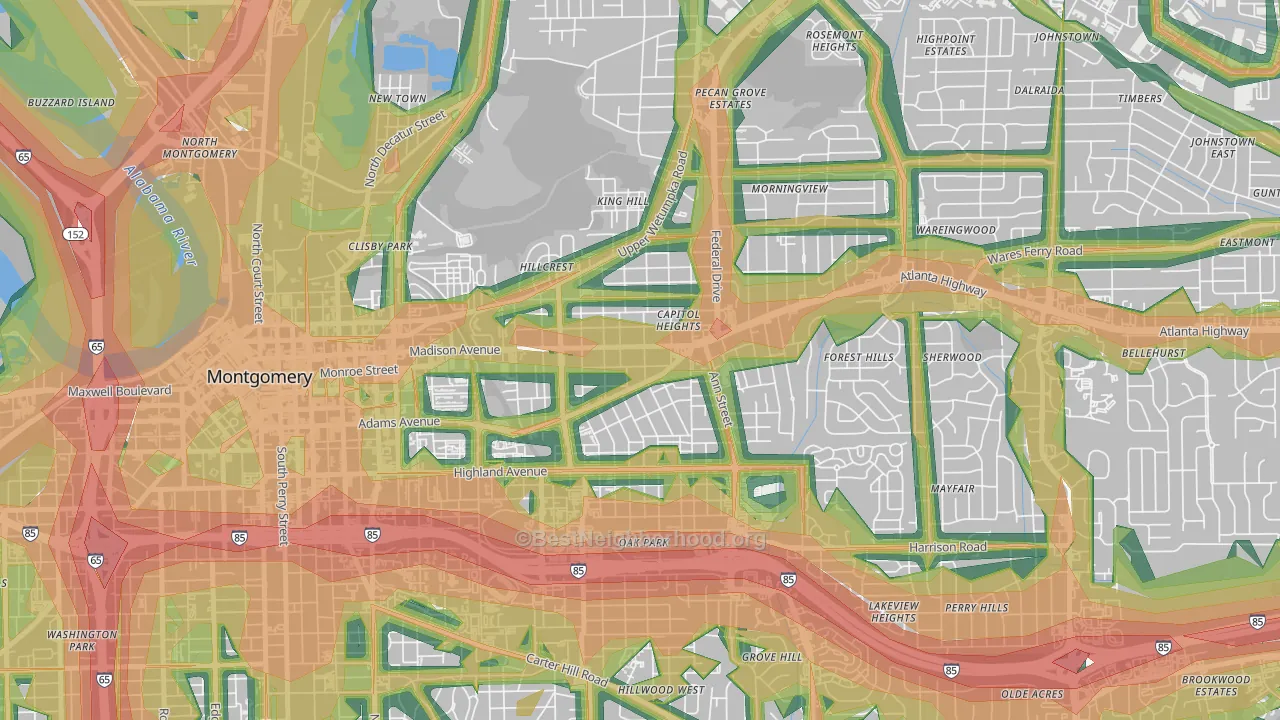 36107, AL Map of Noise Levels in 36107