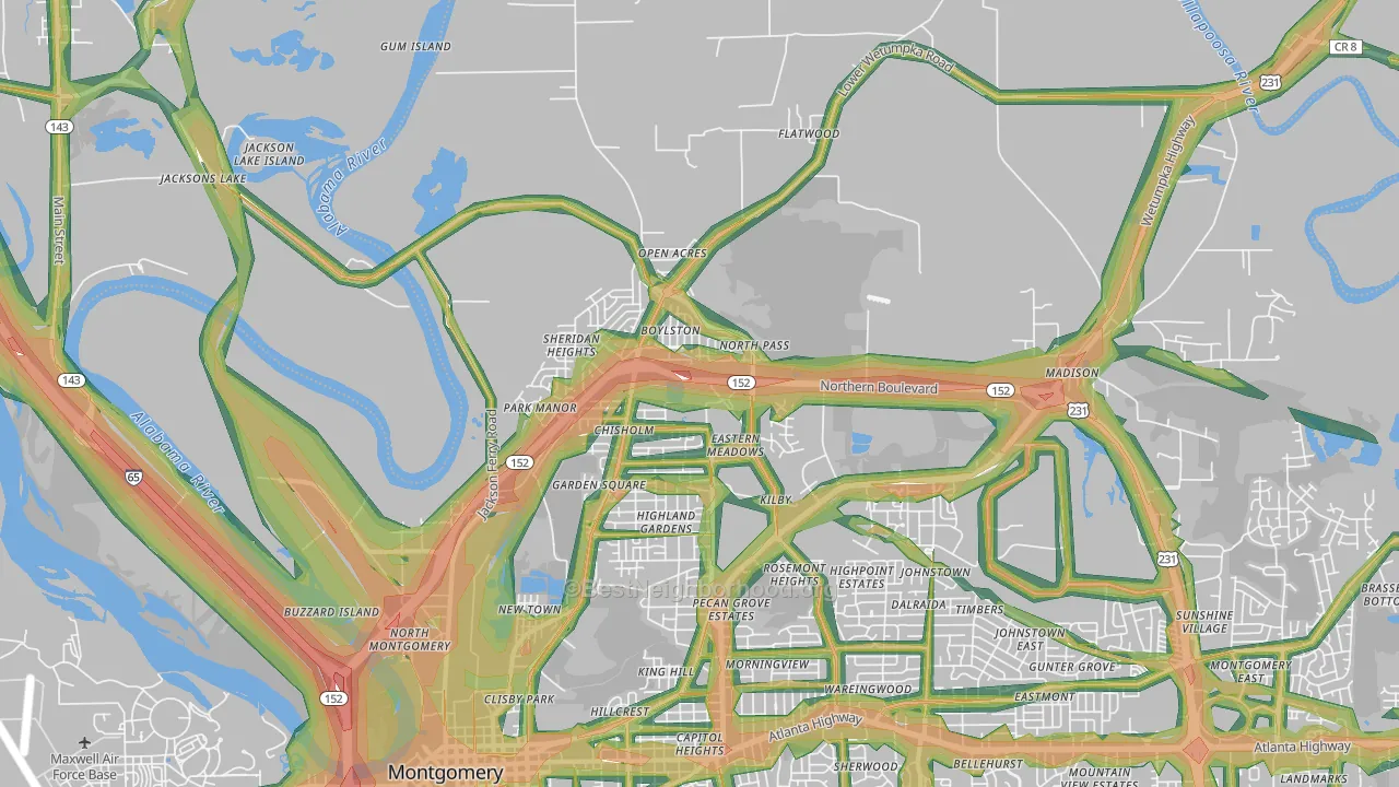 36110, AL Map of Noise Levels in 36110