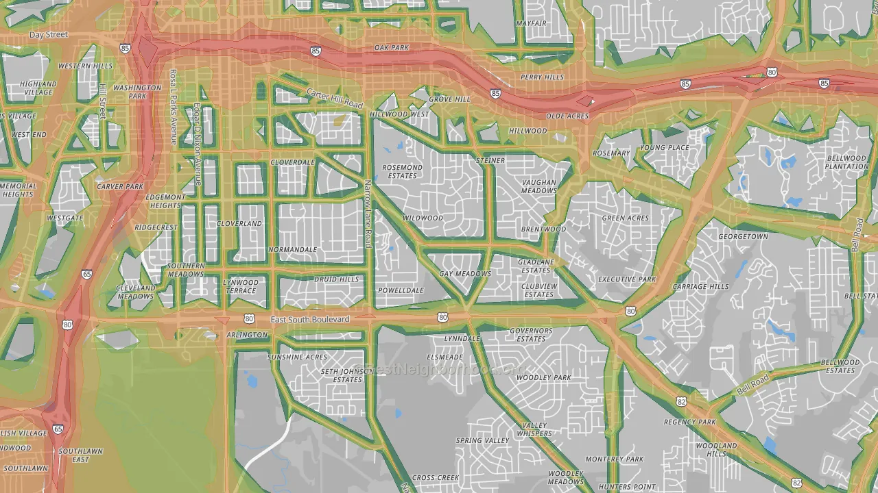 36111, AL Map of Noise Levels in 36111