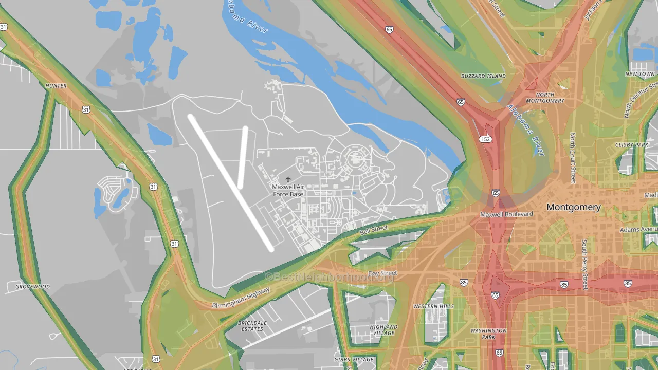 36112, AL Map of Noise Levels in 36112