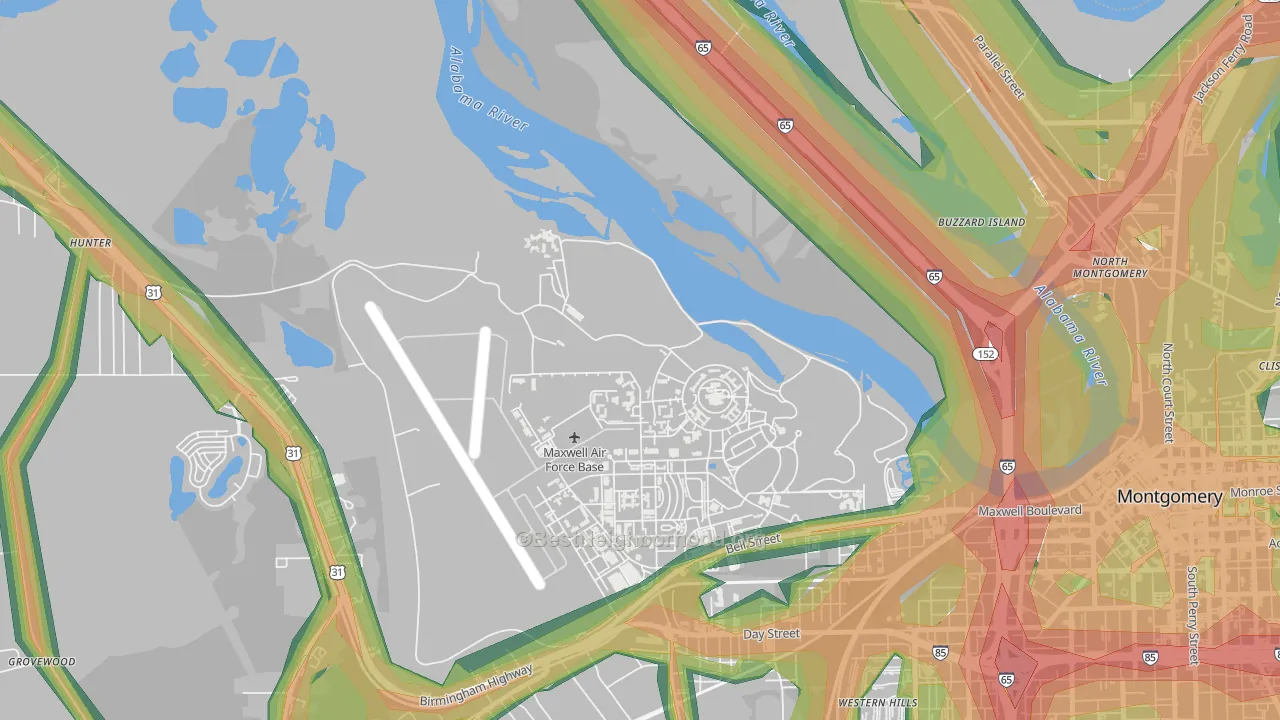 36113, AL Map of Noise Levels in 36113