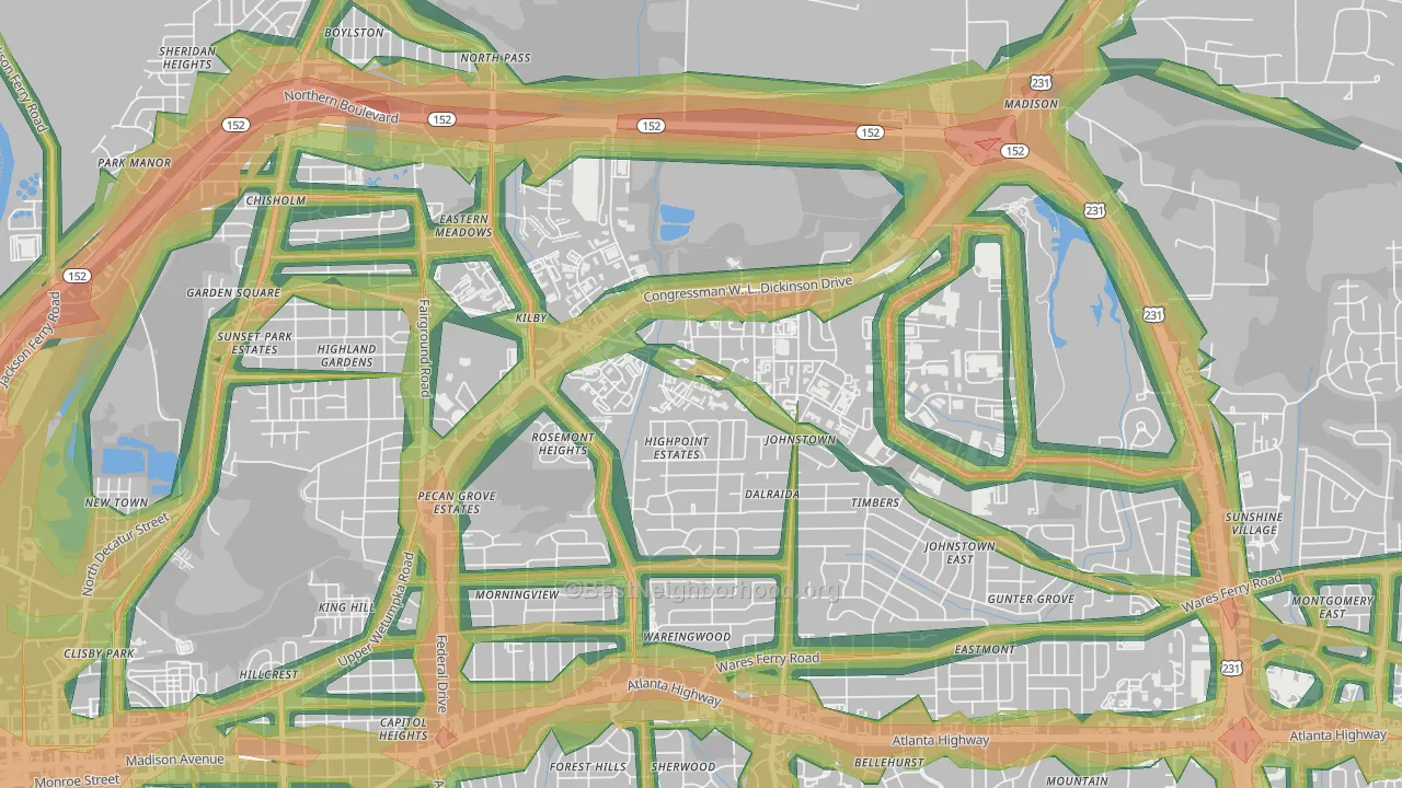 36114, AL Map of Noise Levels in 36114