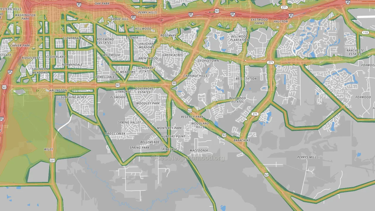36116, AL Map of Noise Levels in 36116