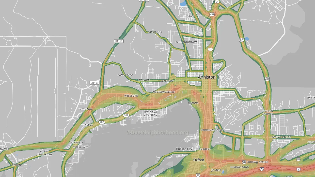 36201, AL Map of Noise Levels in 36201