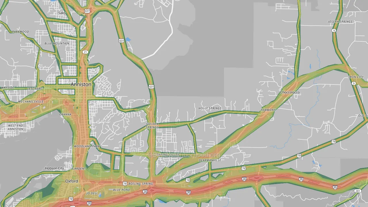 36207, AL Map of Noise Levels in 36207