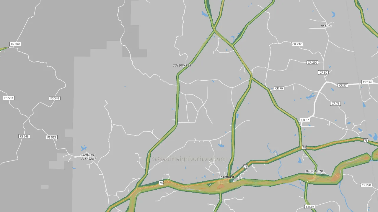 36262, AL Map of Noise Levels in 36262