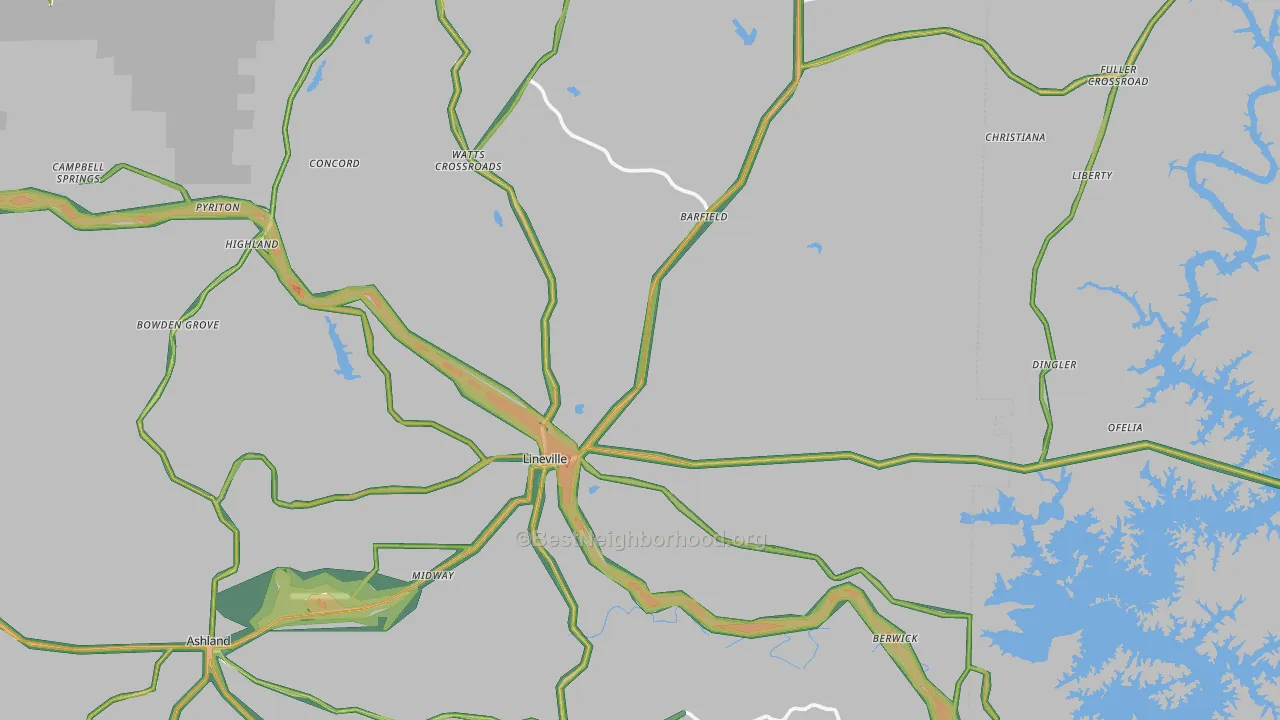 36266, AL Map of Noise Levels in 36266