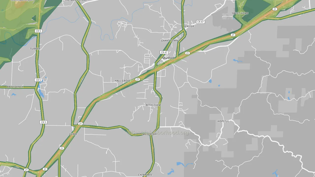 36268, AL Map of Noise Levels in 36268
